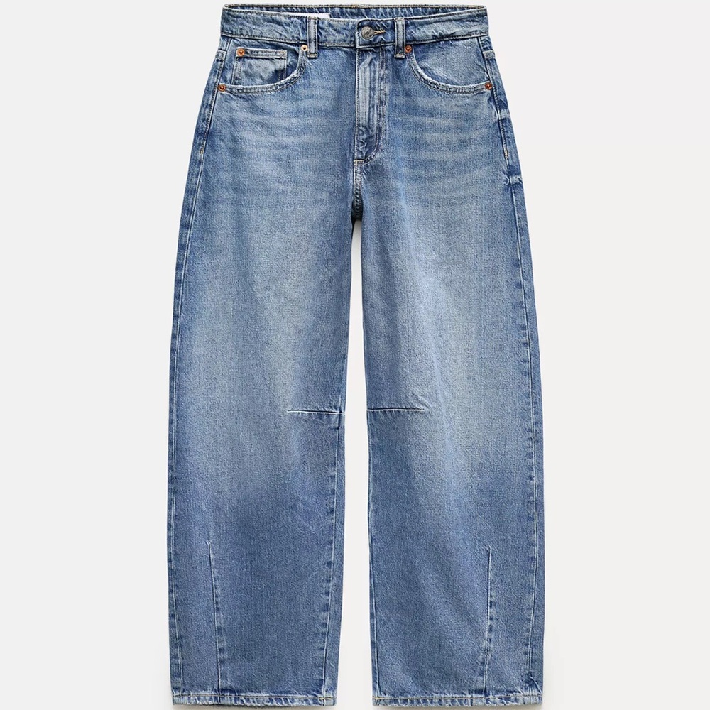 Zara trf mid waist baggy ballon jeans